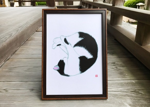 猫のポスター　A4サイズ　「夢の中」 1枚目の画像