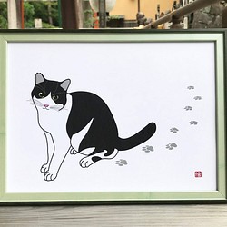 猫のポスター A4サイズ 「足跡」 イラスト 千繪 通販｜Creema(クリーマ)