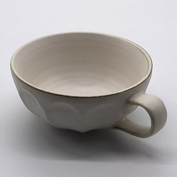 555-0081　スープ コーヒー マグ カップ 和陶器 和モダン /白練輪花スープカップ 1枚目の画像