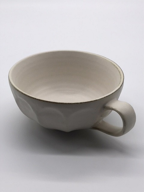 555-0081　スープ コーヒー マグ カップ 和陶器 和モダン /白練輪花スープカップ 1枚目の画像