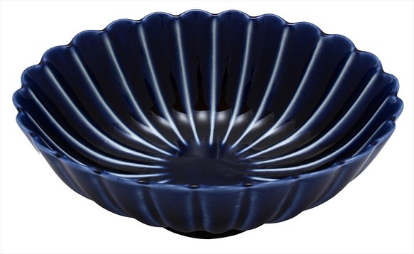 555-0062　取鉢 ボウル 和陶器 和モダン /ぎやまん楕円鉢(茄子紺) 1枚目の画像