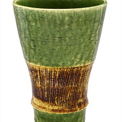 143-0001　カップ 和陶器 和モダン /串目タンブラー（織部） 1枚目の画像