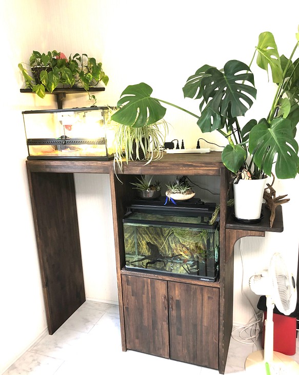 水槽と爬虫類ケージと観葉植物の為の棚&ラック 棚・シェルフ・ラック