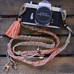 對齊針織麻繩相機背帶-橙色 第1張的照片