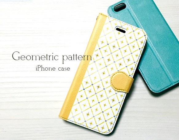 i phone case (wallet case), a geometric pattern 第1張的照片