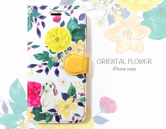 花とウサギの　iPhoneケース