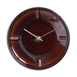 陶器の壁掛け時計　GLAZED CLOCK　あめ釉 1枚目の画像
