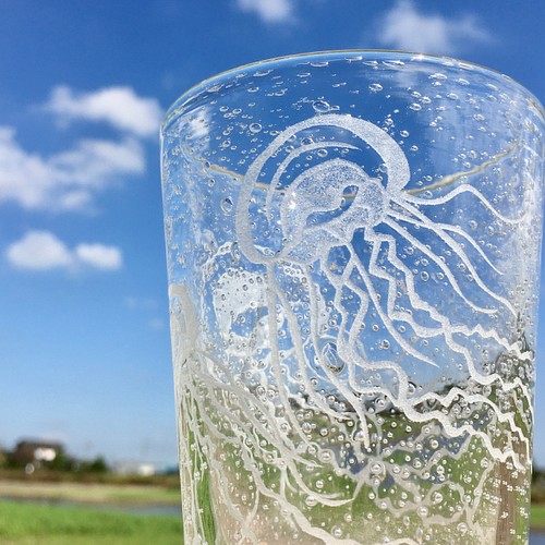 グラス コップ クラゲ サンドブラスト グラス NineRain 通販｜Creema