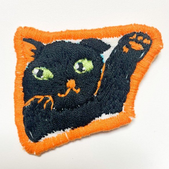刺繍シール　ねこねこキャット黒猫 1枚目の画像