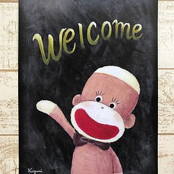 【送料無料/SALE】チョークアートポスター(ウェルカムソックモンキー) - A4 1枚目の画像