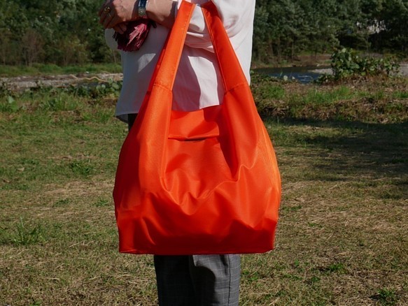 折りたたみレジ袋・エコバック・ショッピングバック・フタ付き・耐久撥水・日本製・Ｌサイズ 1枚目の画像