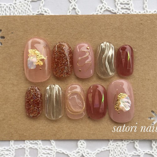 ブラウン系ネイルチップ ネイルチップ ネイルシール Satori Nail 通販 Creema クリーマ ハンドメイド 手作り クラフト作品の販売サイト