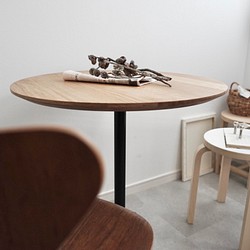 直径70cm/OAKテーブル/高さ指定可&脚カラー選択可/無垢材/丸テーブル