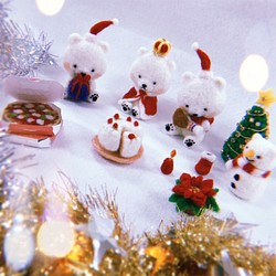 羊毛フェルト 白くま達のクリスマスパーティー 1枚目の画像