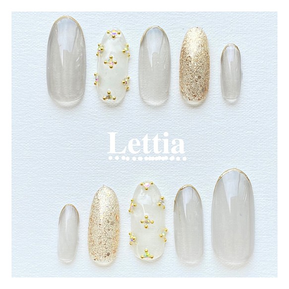 特別価格 ネイルチップ シンプル グレー ゴールド 測定用ネイルチップ無料 ネイルチップ ネイルシール Lettia 通販 Creema クリーマ ハンドメイド 手作り クラフト作品の販売サイト