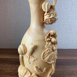 木彫　花瓶　ツゲ 1枚目の画像