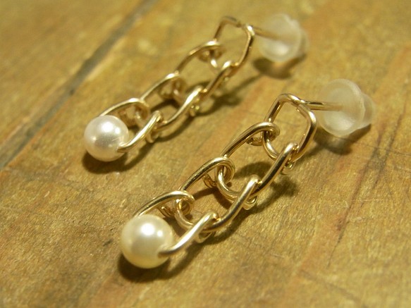 PBP-110 14kgf wire pierced earrings (la chaîne) 第1張的照片