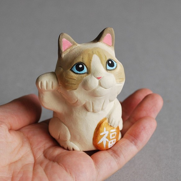 招き猫(長毛種 ラグドール)【受注制作】ご注文前には必ずメッセージで