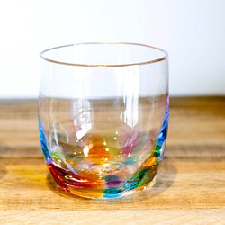 虹色ロック　（肥前びーどろ・宙吹きガラス） グラス 焼酎 ウイスキー プレゼント かわいい 引出物 お祝い 1枚目の画像