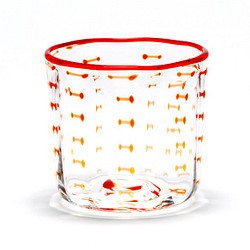 縄文ロック（赤） （肥前びーどろ 宙吹きガラス） グラス 焼酎 お祝い プレゼント 1枚目の画像