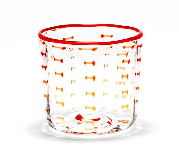 縄文ロック（赤） （肥前びーどろ 宙吹きガラス） グラス 焼酎 お祝い プレゼント 1枚目の画像