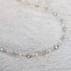 14Kgf 宝石質モスアクアマリンとホワイトラブラドライトのネックレス 1枚目の画像