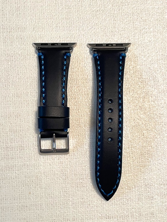 40mm ネイビー イタリアンレザー Apple Watch 革ベルト 本革 天然皮革