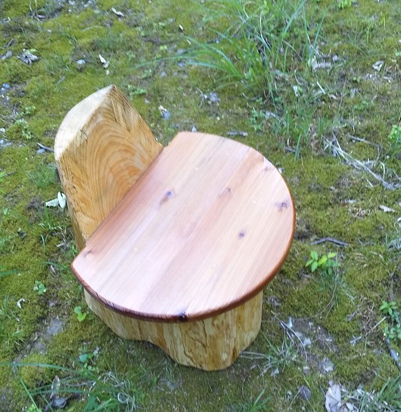 木材の中心（心材）だけの丸太椅子 .天然ヒノキ（直径 中） - 椅子 