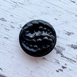 チェコ　ヴィンテージ　ガラスボタン　ブラック　22mm 1個 [B159-3] 1枚目の画像
