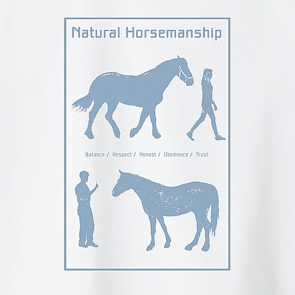 Natural Horsemanship/デザイン変更調整可/ドライTシャツ/馬/ホワイト 1枚目の画像
