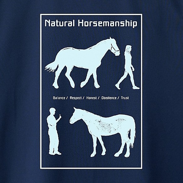 Natural Horsemanship/デザイン変更調整可/ドライTシャツ/馬/メトロブルー 1枚目の画像