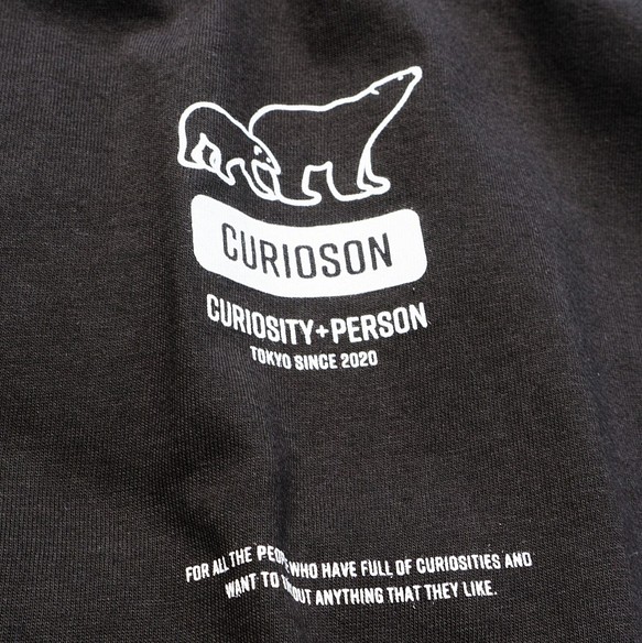 超SALE CURIOSON オリジナル クマ ロゴ Tシャツ 5.6oz（ブラック） Lサイズのみ残り1点