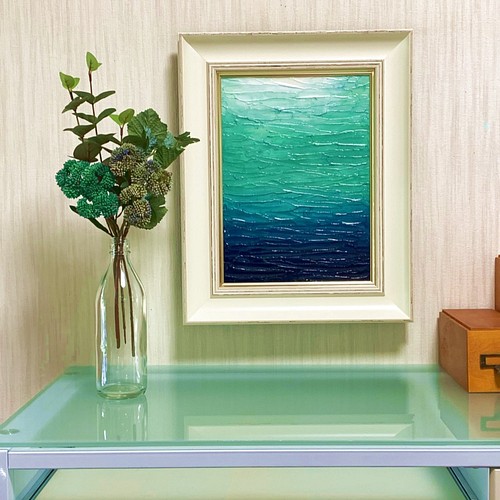 アクリル画の原画です 「海底から水面を見上げるイメージ作品、」F4 