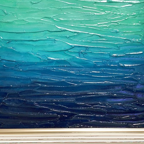 アクリル画の原画です 「海底から水面を見上げるイメージ作品、」F4 