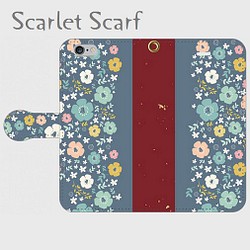 【高品質】iPhone対応手帳型ケース　<スモーキ―カラーの小花模様> 1枚目の画像