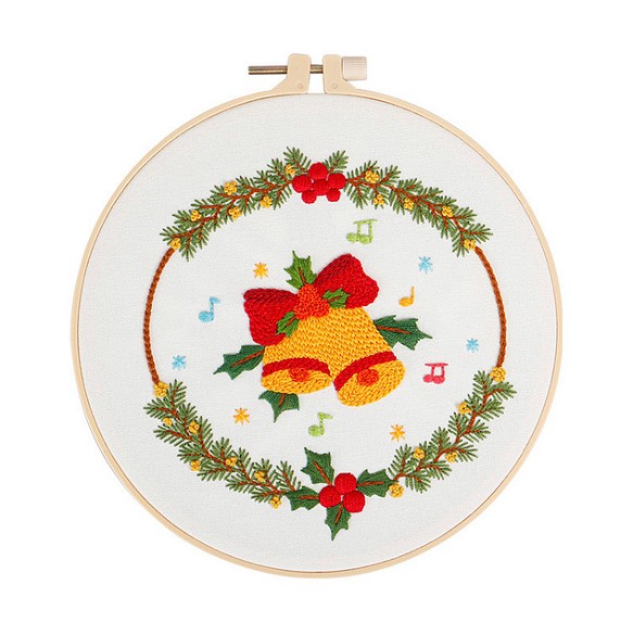 83クリスマス　飾り　鈴花柄刺繍キット　お花シリーズ　刺繍作成キット　刺繍作成セット 1枚目の画像