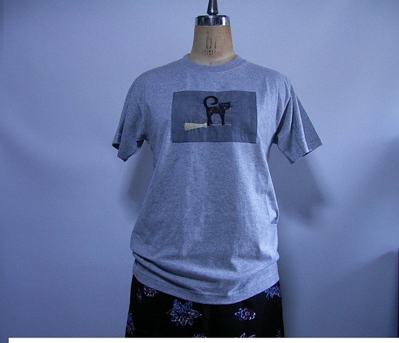 半袖Tシャツcat刺繡グレー　 1枚目の画像
