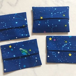 ２個セット：ミニポケットティッシュケース星と星座柄 1枚目の画像