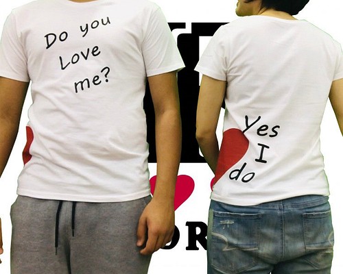 ペアで楽しむマッチングデザインTシャツ２枚セット Do you love me