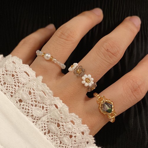 ビーズリング 韓国 ビーズ 指輪 56 指輪 リング Meets Beads 通販 Creema クリーマ ハンドメイド 手作り クラフト作品の販売サイト