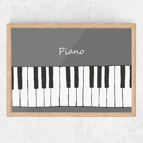 ピアノ Music アートポスター ミニマル インテリア 2l 音楽 ミュージック 鍵盤 ジャズ イラスト Little Kot 通販 Creema クリーマ ハンドメイド 手作り クラフト作品の販売サイト