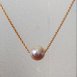 値下げ7.3㎜あこや真珠一粒スルーネックレス⑨ 14kgf 1枚目の画像