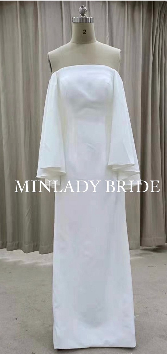 オフショル 袖コンシャス ロングドレス #ma262p2 ドレス MINLADY BRIDE