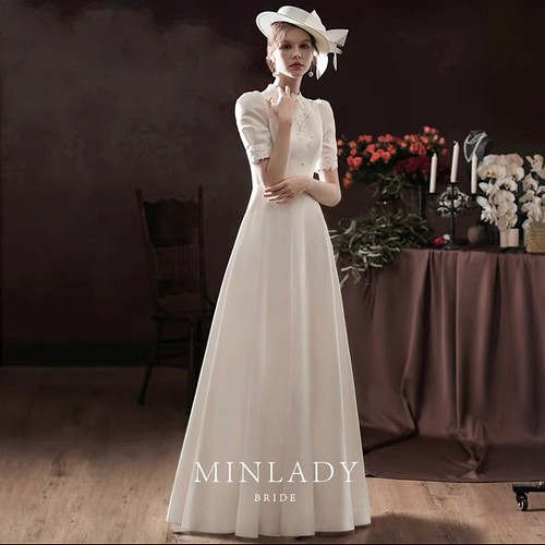 ma532 フレンチアンティーク ウェディングドレス ドレス MINLADY BRIDE