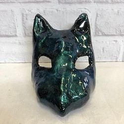 狐マスク　プリズムターコイズグリーンライトブルー 1枚目の画像