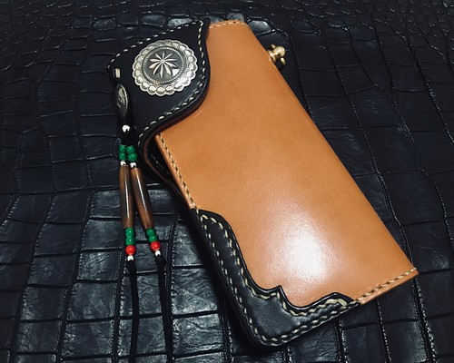 Gravy Leather 栃木レザー サドルレザー バイカー ウォレット パイソン スペシャル ネイティブ コンチョ