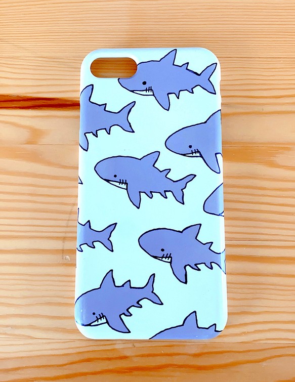 サメだらけ ホオジロザメ iPhoneケース 1枚目の画像