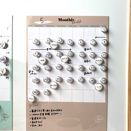 1ヶ月ホワイトボードカレンダー ᝢ マグネットシート ᝢ サイズ カレンダー Kite Studio 通販 Creema クリーマ ハンドメイド 手作り クラフト作品の販売サイト