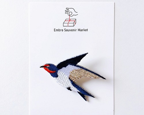 速そうな ツバメ 刺繍 ブローチ ブローチ EmbroSouvenirMarket 通販