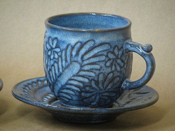 青萩釉コーヒー碗皿 1枚目の画像